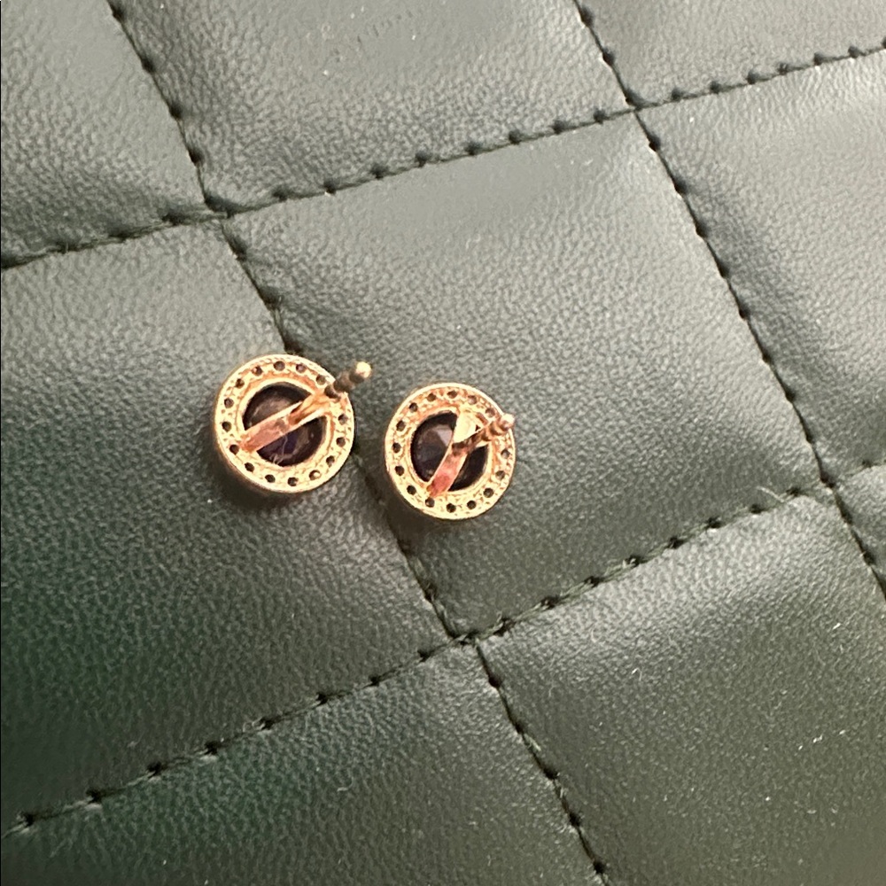 10K sapphire diamond  Earrings - Picture 11 of 11